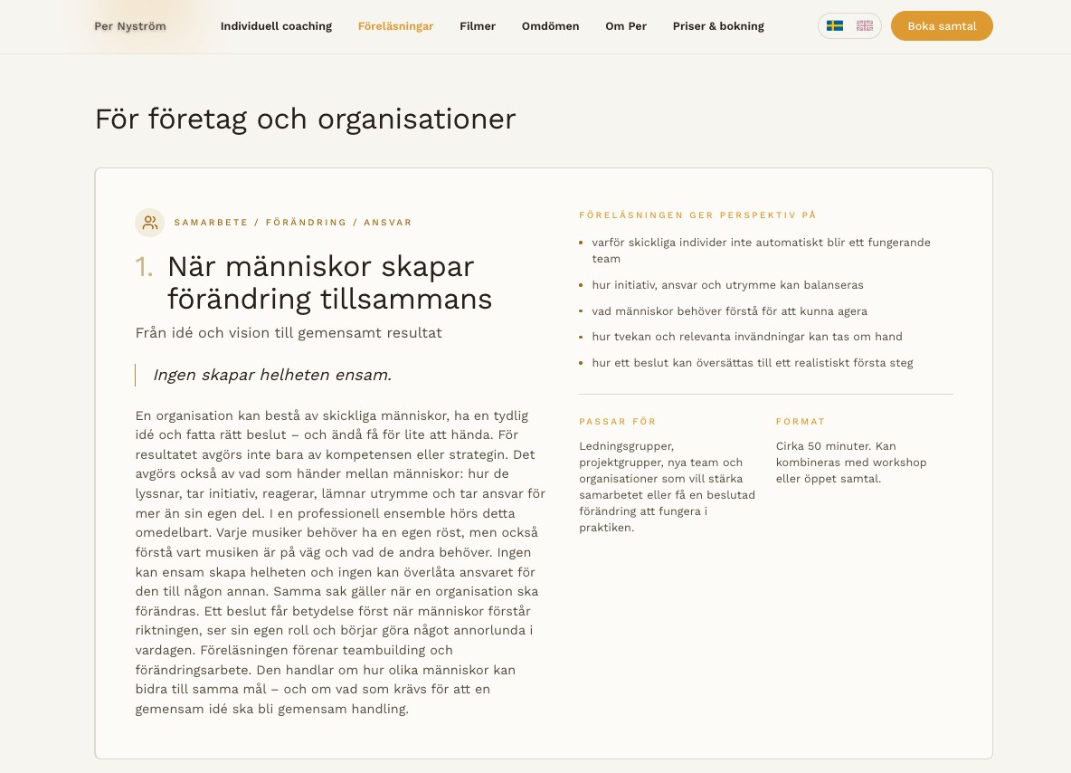 Sektion 2 på coachpernystrom.se
